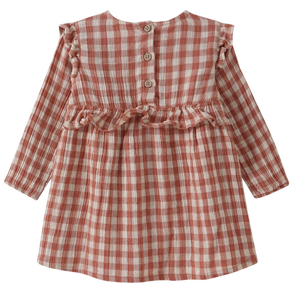 Babyjurk van mousseline met ruitenpatroon