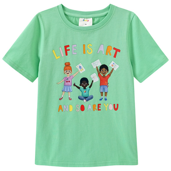 Kinder T-Shirt mit Message-Print grün