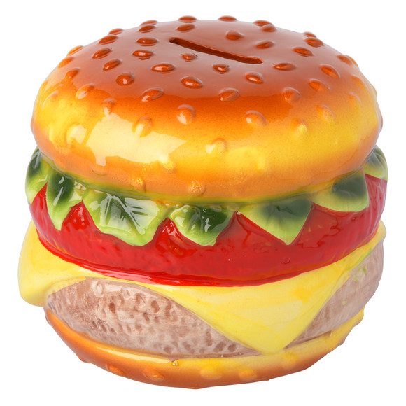 Spaarpot in hamburgerontwerp
