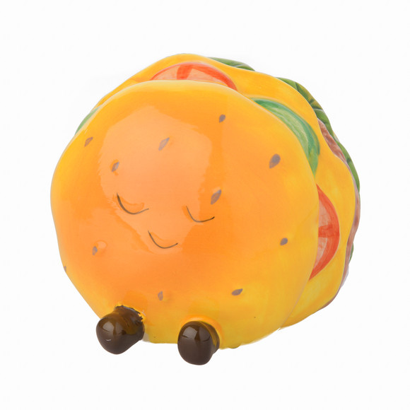 Kleine spaarpot in hamburgerontwerp lichtbruin