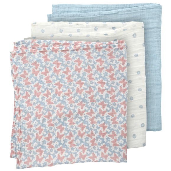 3 mousselindoeken in verschillende dessins