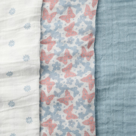 3 mousselindoeken in verschillende dessins