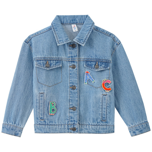 Kinder Jeansjacke mit Buchstaben-Applikation