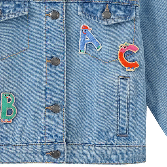 Kinder Jeansjacke mit Buchstaben-Applikation