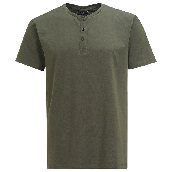 Herren T-Shirt mit Serafino-Ausschnitt dunkelgrün