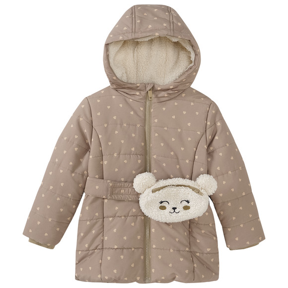 Meisjesparka met kleine zak lichtbruin