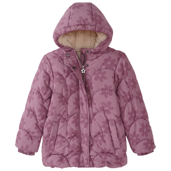 Gewatteerd meisjesjack met bloemen all-over