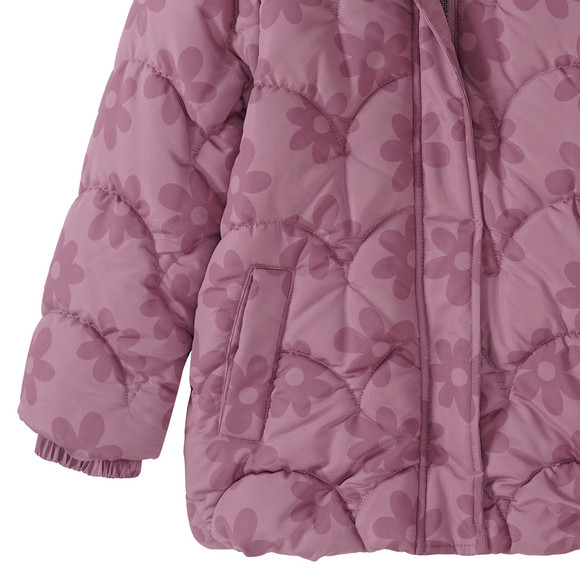 Gewatteerd meisjesjack met bloemen all-over