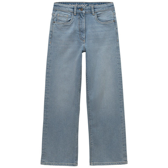 Mädchen Wide-Leg-Jeans mit verstellbarem Bund