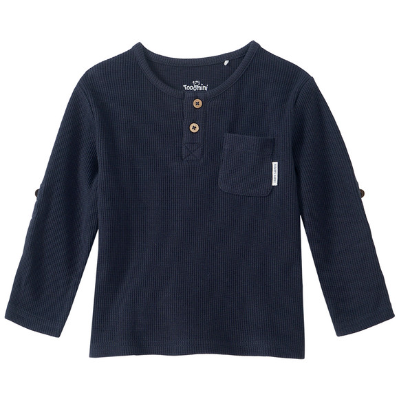 Babyshirt met lange mouwen in piqué-kwaliteit donkerblauw