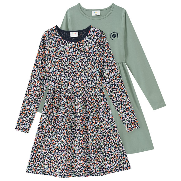 2 Mädchen Kleider in verschiedenen Dessins