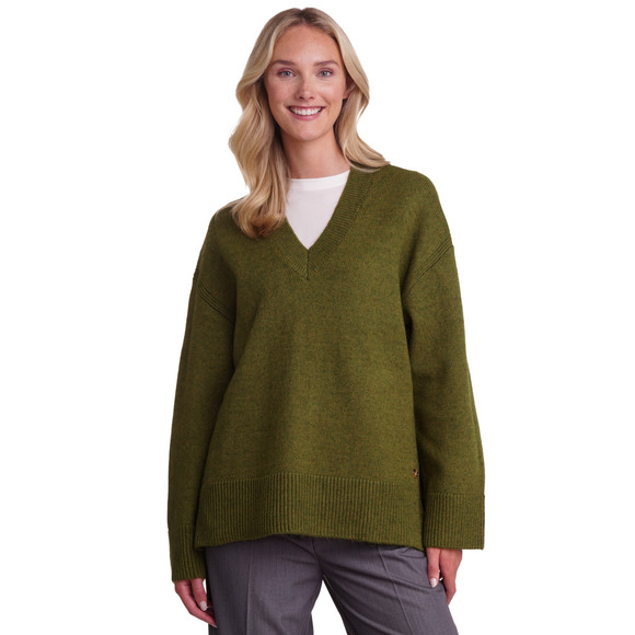 Dames gebreide trui met V-hals