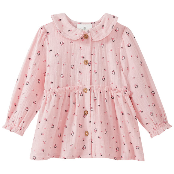 Mousseline babyblouse met bloemen allover