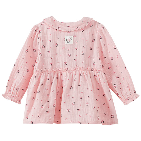 Mousseline babyblouse met bloemen allover