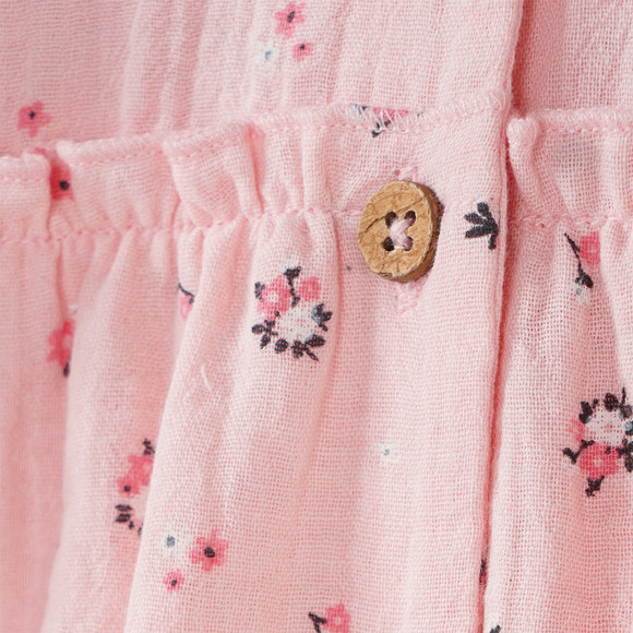 Mousseline babyblouse met bloemen allover