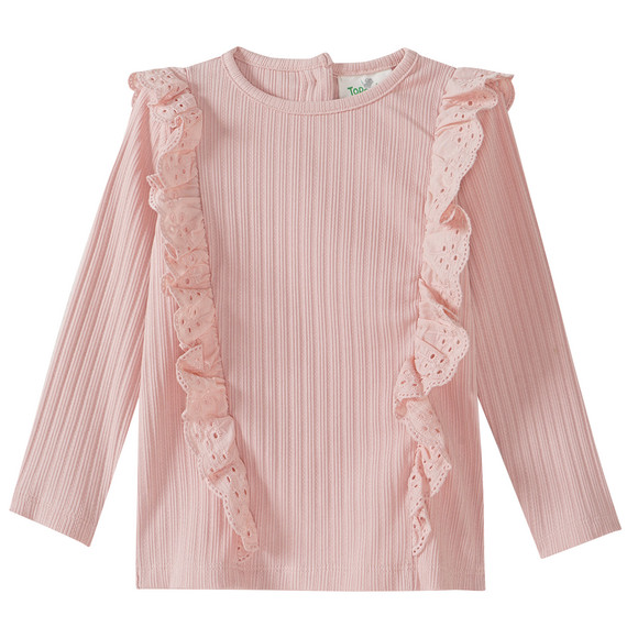 Baby shirt met lange mouwen en ribstructuur