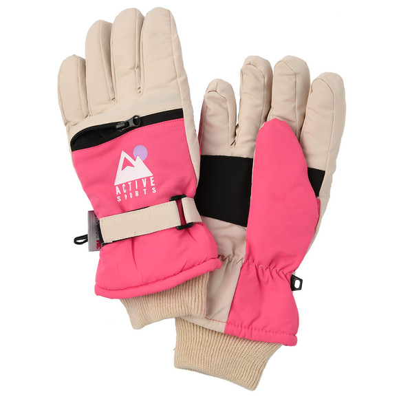 Meisjeshandschoenen met fleecevoering roze / beige