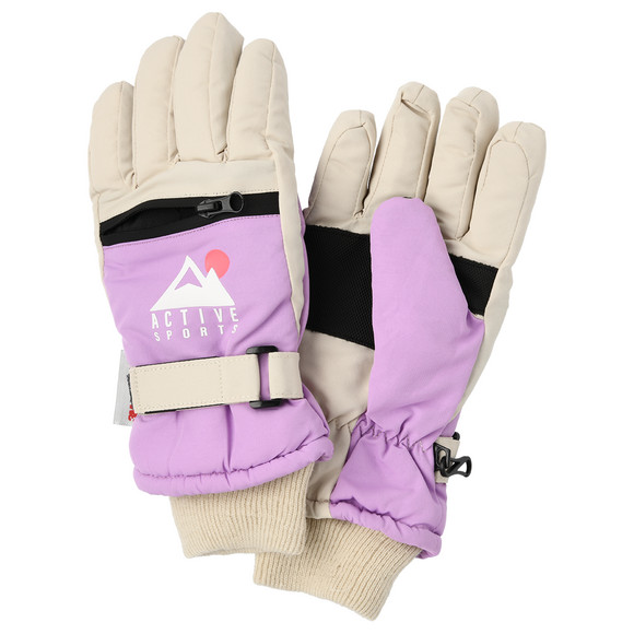 Kinderhandschoenen met fleecevoering lichtpaars / beige