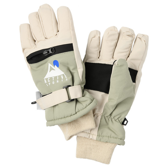 Handschoenen voor kinderen met fleecevoering olijf / beige