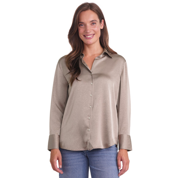 Damen Satinbluse mit Knopfleiste