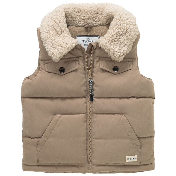 Baby gewatteerd vest met teddy kraag