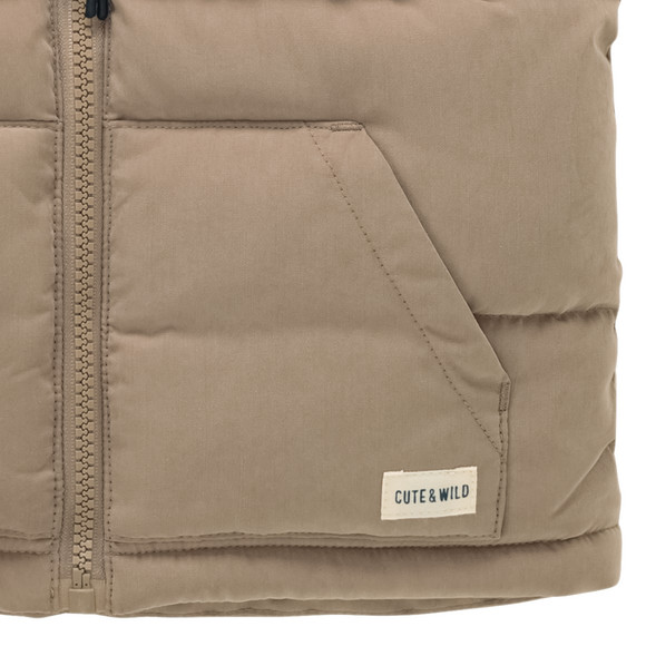 Baby gewatteerd vest met teddy kraag