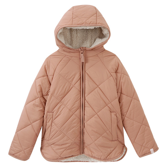 Gewatteerd kinderjack met teddyvoering terracotta