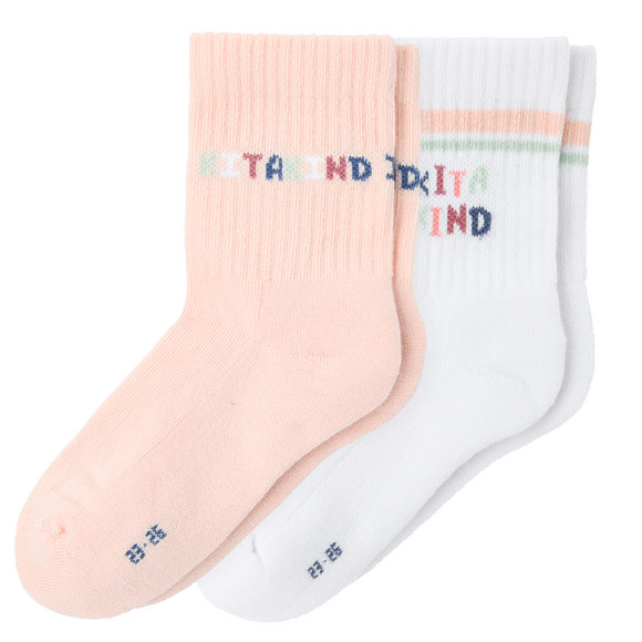 2 Paar Mädchen Tennissocken mit Kita-Motiv