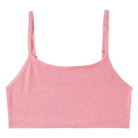 2 naadloze bustiers voor meisjes met geribde structuur