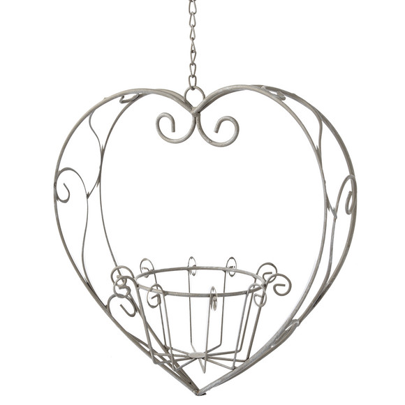 Bloemenhangmand in hartvorm