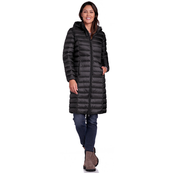 Dames zachte donsjas met capuchon