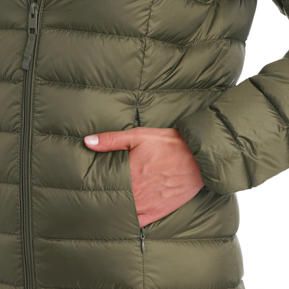 Dames zachte donsjas met capuchon