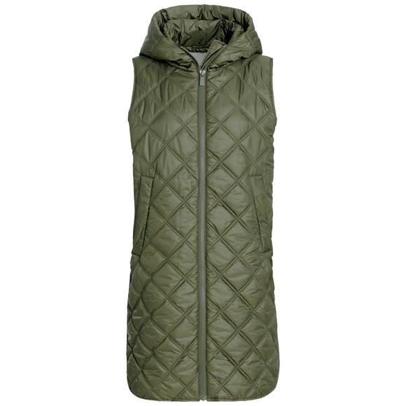 Gewatteerd damesvest met rits donkergroen