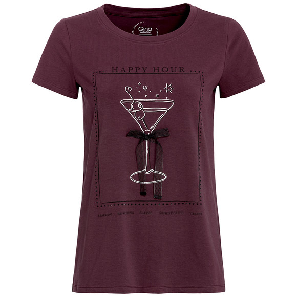 Dames-T-shirt met biologisch katoen bordeaux