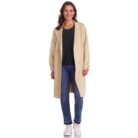 Damen Trenchcoat mit Velours-Touch