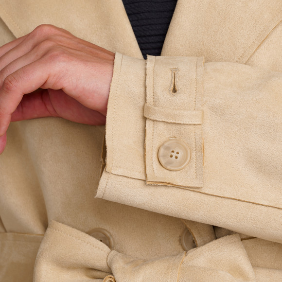 Damen Trenchcoat mit Velours-Touch