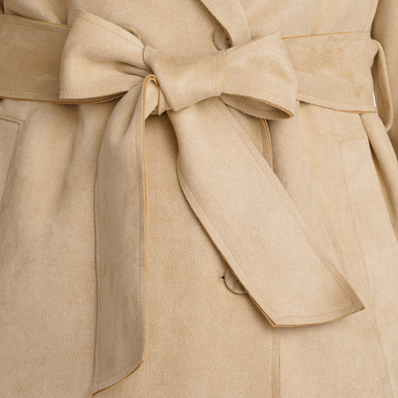 Damen Trenchcoat mit Velours-Touch