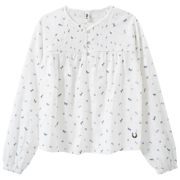 Mädchen Bluse mit Pferde-Allover