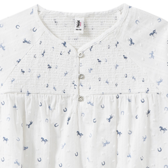 Mädchen Bluse mit Pferde-Allover
