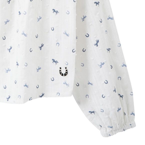 Mädchen Bluse mit Pferde-Allover