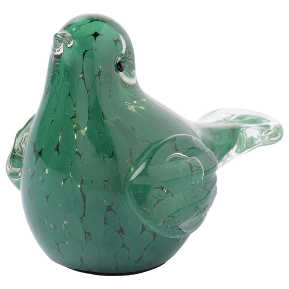 Decoratie glazen vogel donkergroen / Transparant