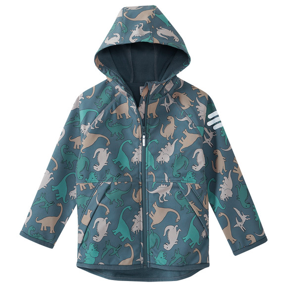 Softshell jongensjack met dino-opdruk blauwgrijs