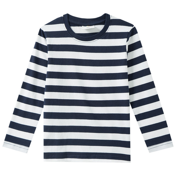 Kinder Langarmshirt aus Bio-Baumwolle dunkelblau / weiss