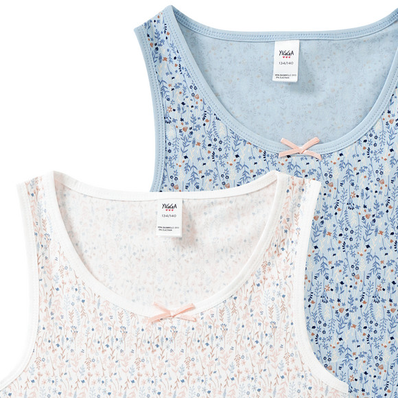 2 meisjesonderhemden met all-over print