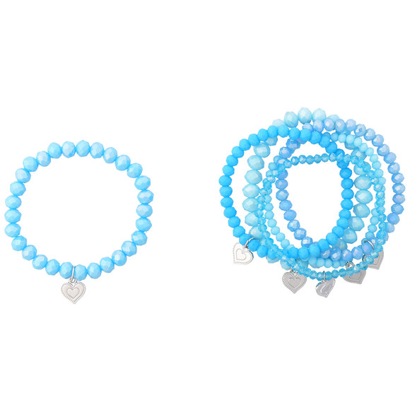 6 Armbanden met hartjeshanger voor dames