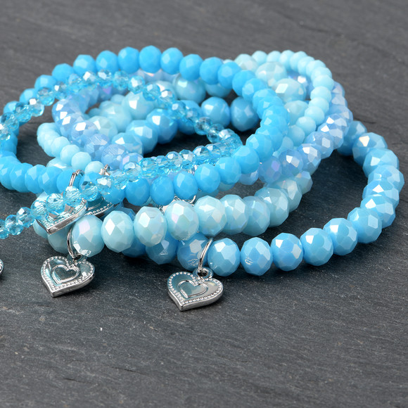 6 Armbanden met hartjeshanger voor dames