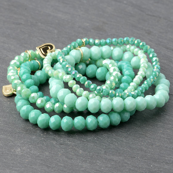 6 Armbanden met hartjeshanger voor dames