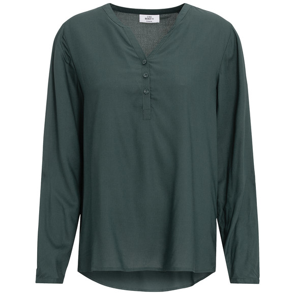 Damesblouse met omgeslagen mouwen dennengroen