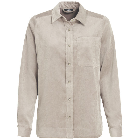 Damesblouse van corduroy met afgeronde zoom beige