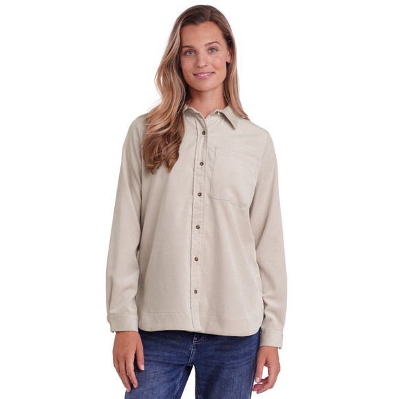 Damesblouse van corduroy met afgeronde zoom